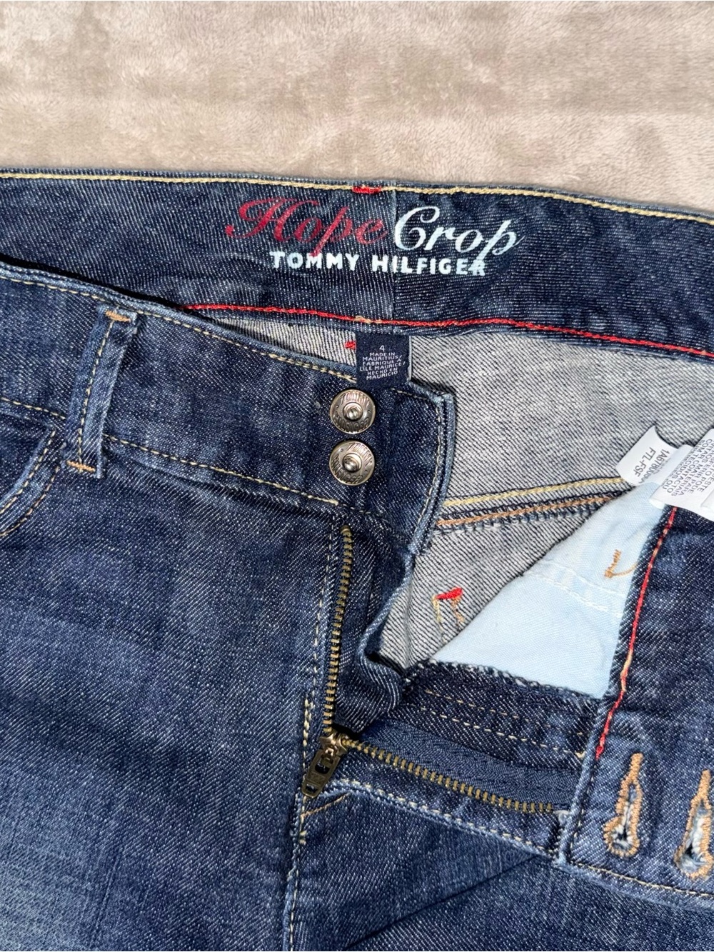 Tommy Hilfiger Hope Crop Dark Wash Preppy Y2K Stretch Denim Capris | Size 4 - Picture 6 of 10